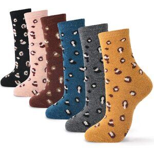 🆕 Women Grey Winter Warm Thick Thermal Ladies Novelty Cozy Crew Socks 6 Pairs